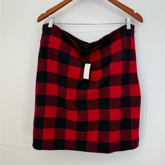 Talbots Red and Black Checkered Wool Skirt Size 14 - Picture 1 of 8